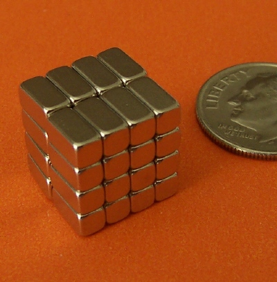 Neodymium Magnets N45 Block 1/4 in x 1/8 in x 1/8 in