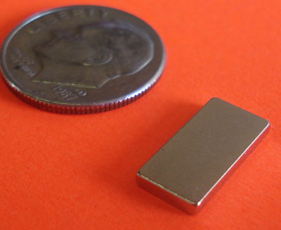 N45 Rare Earth Magnets 1/2 in x 1/4 in x 1/16 in Neodymium Block