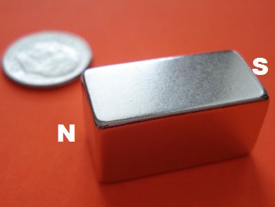 Neodymium Rare Earth Magnets 1/2 in x 1/2 in x 1 in Block N42