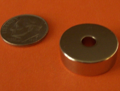 Rare Earth Magnets N45 3/4 in OD x 1/4 in ID x 1/4 in Neodymium Ring