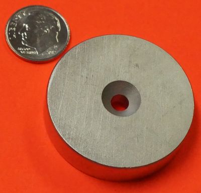 N52 Neodymium Magnets 1.5 in x 3/8 in w/Dual Sided Countersunk Hole Disc