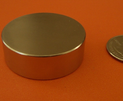 Rare Earth Magnets 1.5 in x 3/8 in N42 Neodymium Disc