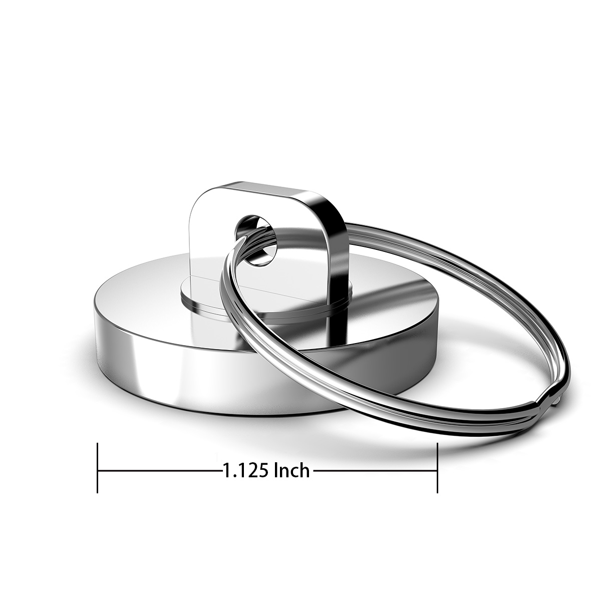 Neodymium Keyring Cup Magnets 1.125 inch Holder with Split Detachable Key Ring