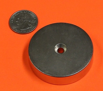 2 in x 1/2 in Disc w/#8 Dual Sided Countersunk Hole Neodymium Magnets