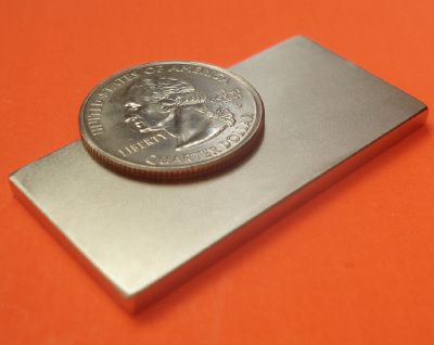 N45 Rare Earth Magnets 2 in x 1 in x 1/16 in Neodymium Block