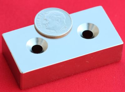 N52 Neodymium Magnets 2 in x 1 in x 1/2 in Bar w/2 Countersunk Holes
