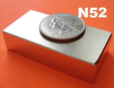 Neodymium Magnets N52 2 in  x 1 in x 1/2 in Strong Rare Earth Block