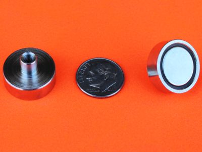Neodymium Cup Magnets w/M4 Female Stud 5/8" 24 lbs Holding