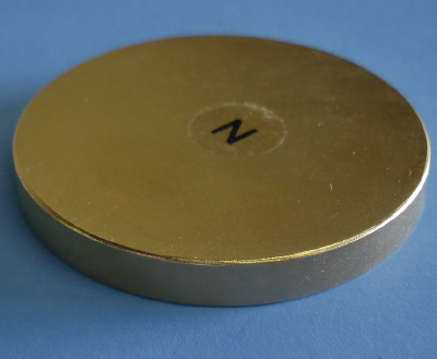 Strong Neodymium Therapy Magnets Gold Coated 2 in x 1/4 in Disc