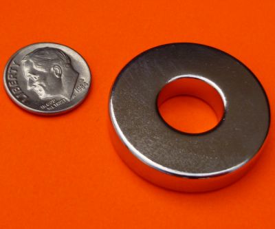 Strong N52 Neodymium Magnet 1.26 in OD x 0.5 in ID x 0.25 in Ring
