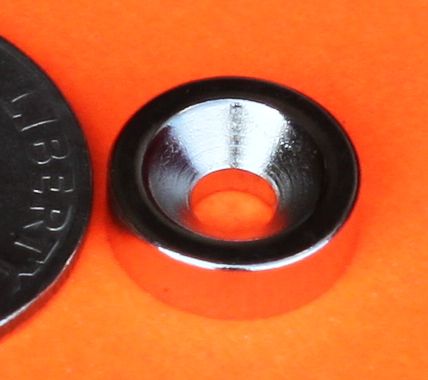 Neodymium Magnets 3/8 in x 1/8 in w/Taper Hole Rare Earth N42