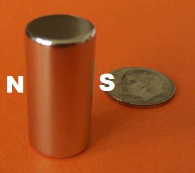 N52 Strong Neodymium Magnets 1/2 in x 1 in Diametrically Magnetized