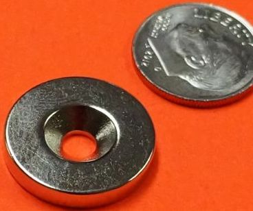 #6 Screw Neodymium Magnets 3/4 in x 1/8 in Disk w/Countersunk