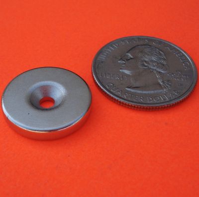 N48 Strong Neodymium Magnets 3/4 in x 1/8 in Disk w/#8 Countersunk Hole