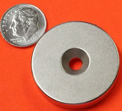 N45 Neodymium Magnets 1.25 in x 1/4 in Disk w/Dual Sided Countersunk Hole