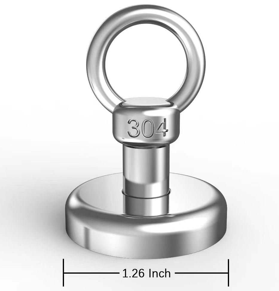 110LB Strong Neodymium Eye Bolt Hook Fishing Cup Magnets 1.26 inch