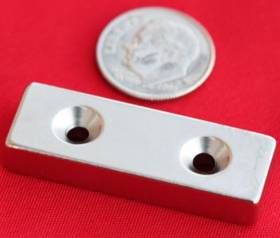 Neodymium Magnets 2 in x 1/2 in x 1/4 in Bar w/2 Countersunk Holes N42