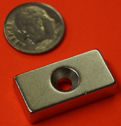 Neodymium Magnets 1 in x 1/2 in x 1/4 in Dual Sided Countersunk Hole