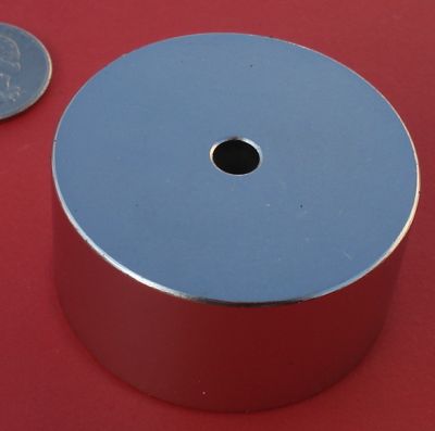 Rare Earth Magnets 2 in x 1 in with 1/4 in Hole Neodymium Disc N42