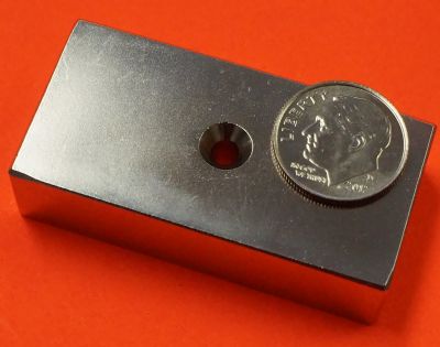 N52 Neodymium 2 in x 1 in x 1/2 in #8 DualSide CounterSunk Hole Magnet