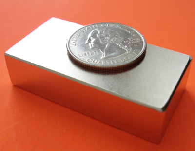 Neodymium Rare Earth Magnets 2 in x 1 in x 1/2 in Block N42
