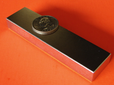 Rare Earth Magnets 4 in x 1 in x 1/2 in Block Neodymium N42