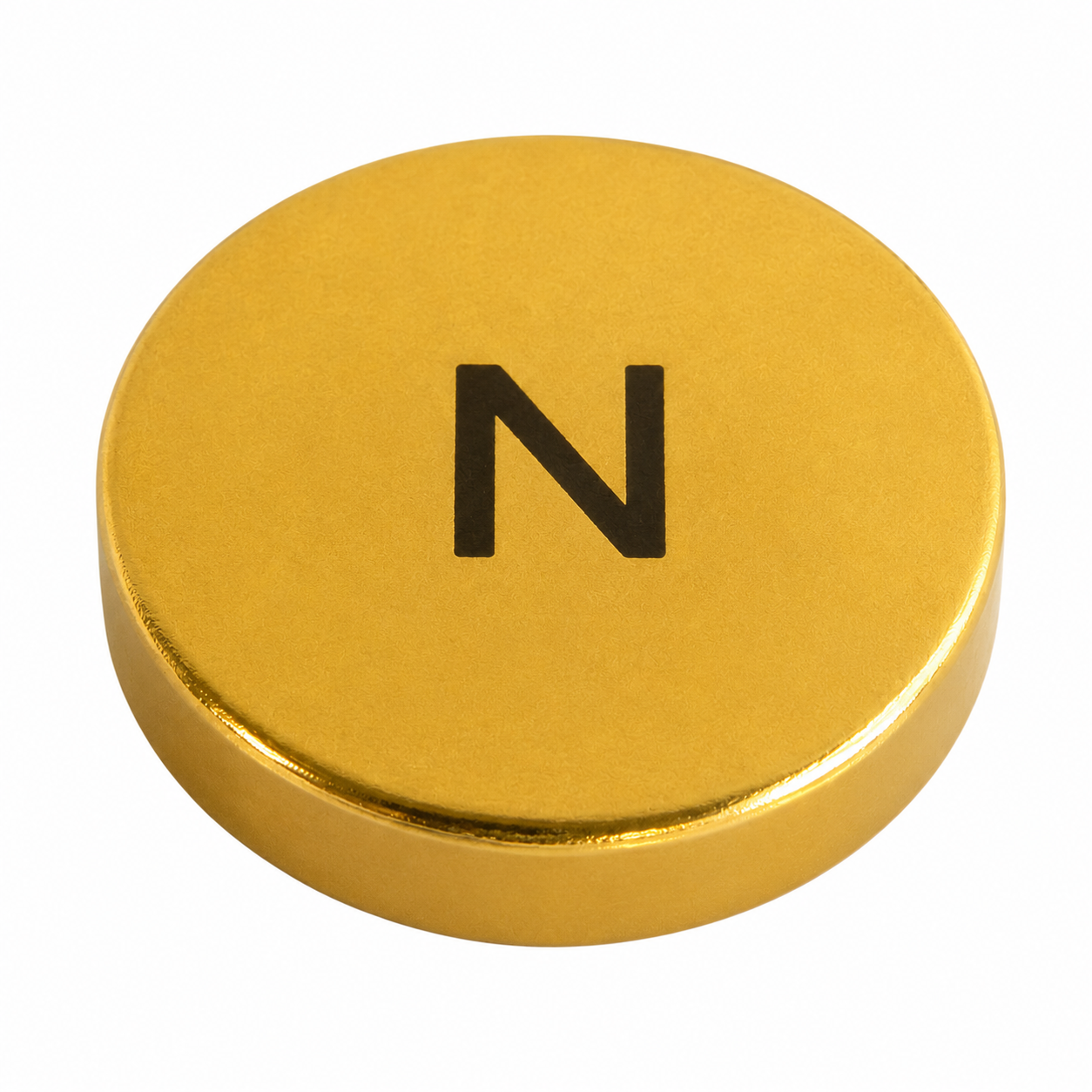 Therapy Magnets 1 in x 1/8 in Gold Coated North Labeled Neodymium Disc