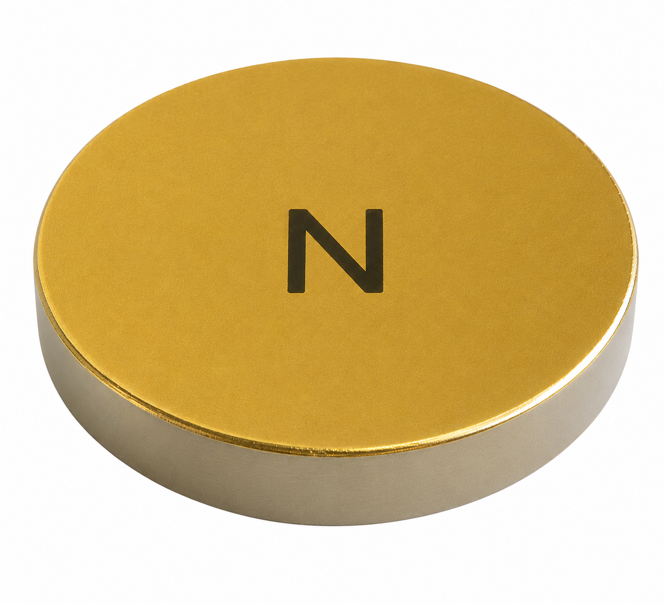Strong Neodymium Therapy Magnets Gold Coated 2 in x 1/4 in Disc