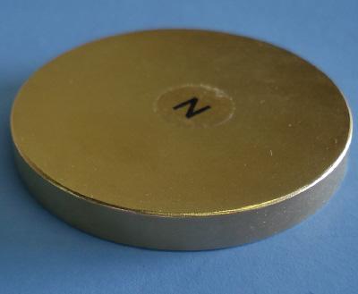 Therapy Magnets 1.5 in x 3/8 in Gold Coated Neodymium Disc N42