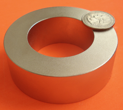 Strong Neodymium Ring 3 in OD x 1.75 in ID x 1 in Rare Earth N42
